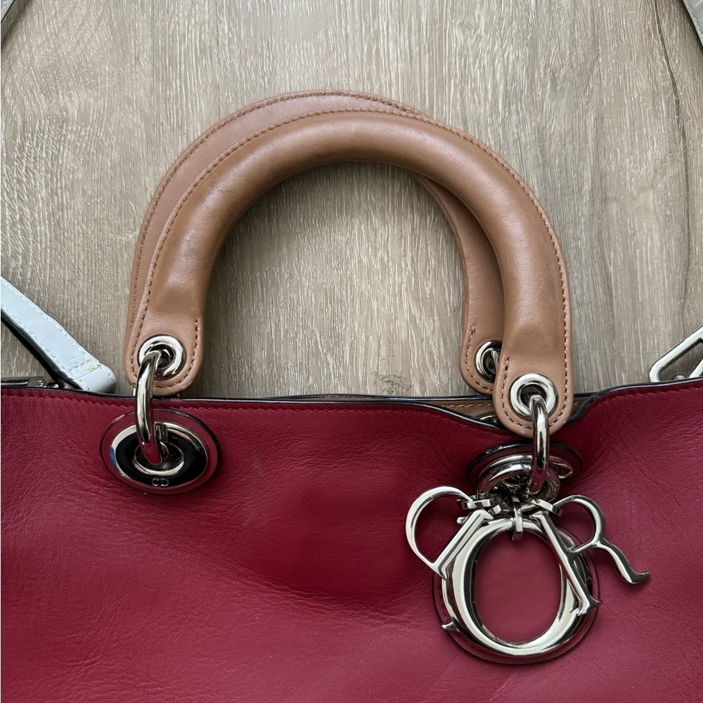 Christian Dior Diorissimo multicolor bag Red White Cream RARE authentic - Picture 3 of 12